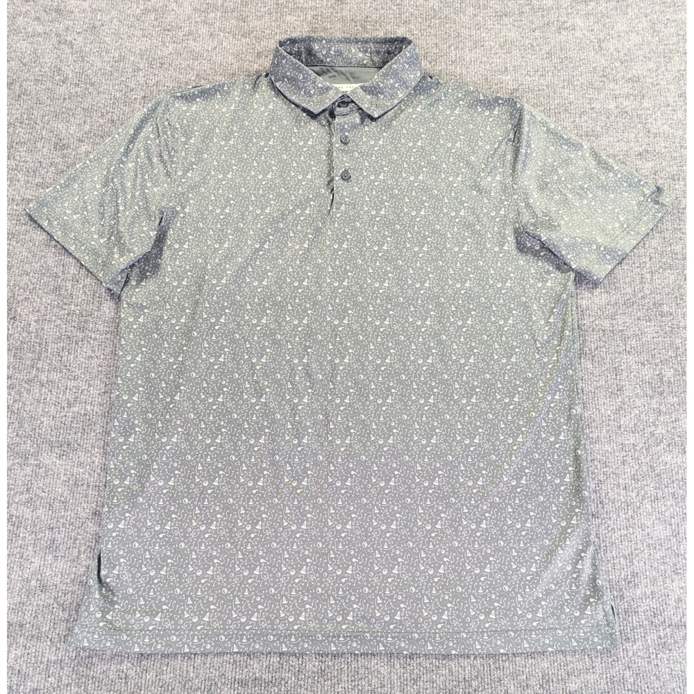 Fore Fathers Mens Golf Polo Shirt Green Gray Sports Print Performance Stretch M